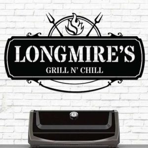 Personalized Grill And Chill Sign BBQ Gifts Barbecue Custom Metal Signs Dad Gifts