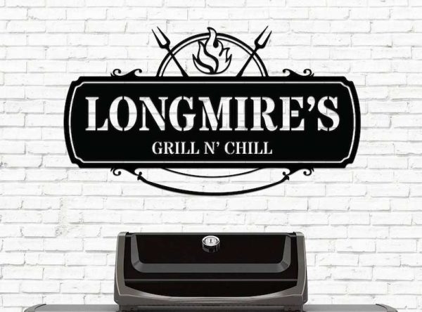 Personalized Grill And Chill Sign BBQ Gifts Barbecue Custom Metal Signs Dad Gifts