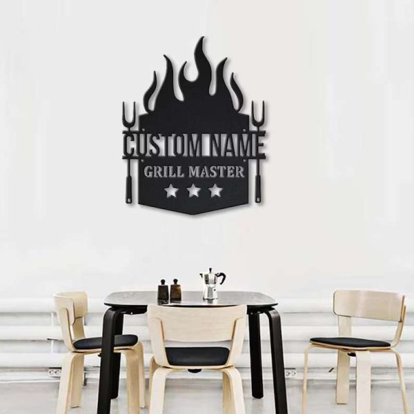 Personalized Grill Master Sign BBQ Barbecue Sign Fire Pit Sign Kitchen Home Backyard Decor