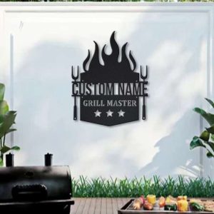 Personalized Grill Master Sign BBQ Barbecue Sign Fire Pit Sign Kitchen Home Backyard Decor 3