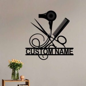 Personalized Hair Salon Sign Hair Stylist Name Sign Home Decor Hair Salon Shop Owner Gift Barber Gifts 1