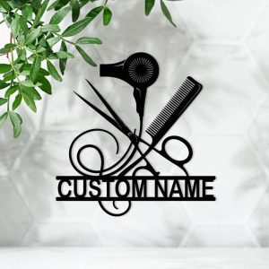 Personalized Hair Salon Sign Hair Stylist Name Sign Home Decor Hair Salon Shop Owner Gift Barber Gifts 3