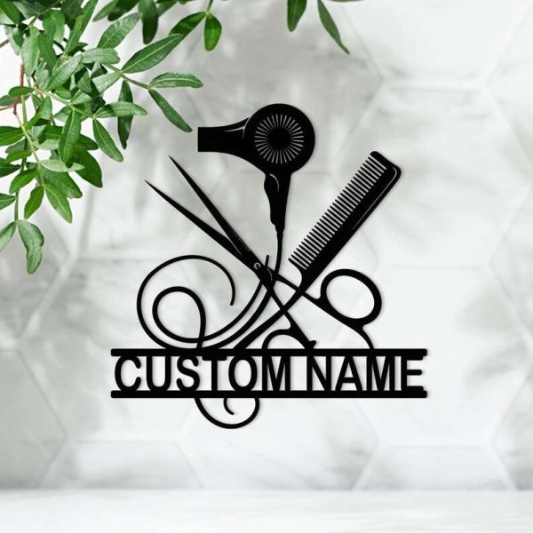 Personalized Hair Salon Sign Hair Stylist Name Sign Home Decor Hair Salon Shop Owner Gift Barber Gifts