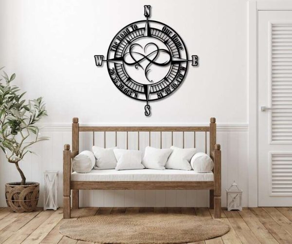 Personalized Infinity Heart Compass Sign The Road To Our Home Compass Custom Metal Sign Housewarming Gifts