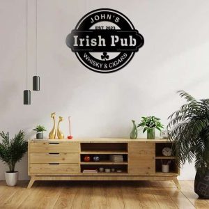 Personalized Irish Pub Sign Home Bar Sign Whisky And Cigars Sign Smoke House Home Bar Decor 1