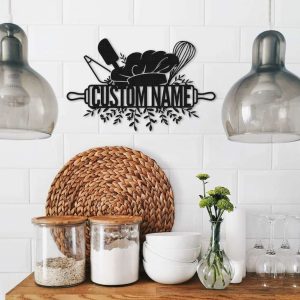 Personalized Kitchen Chef Name Sign Kitchen Baker Store Decor Business Custom Metal Sign 2