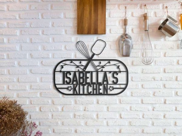 Personalized Kitchen Metal Wall Art Cwith Chef Name Mother’s Day Gift Custom Metal Sign