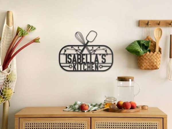 Personalized Kitchen Metal Wall Art Cwith Chef Name Mother’s Day Gift Custom Metal Sign