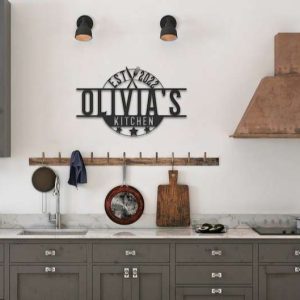 Personalized Kitchen Name Sign with EST Year Custom Metal Sign 2