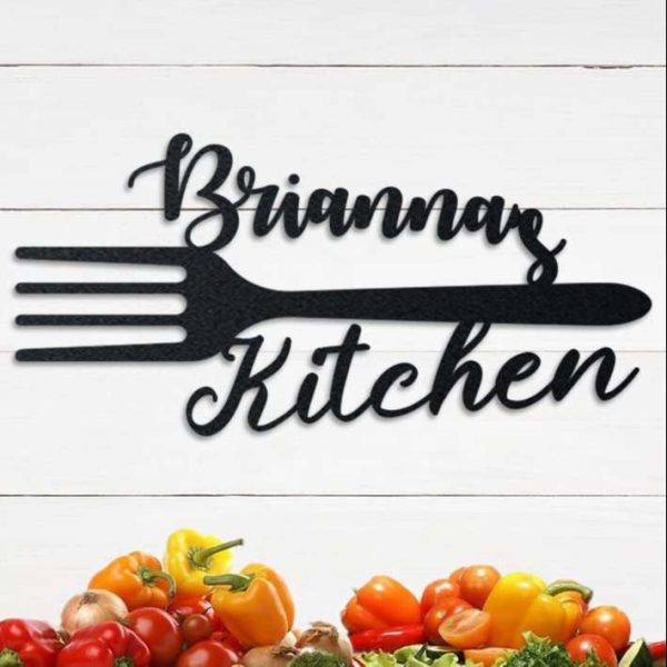 Personalized Kitchen Sign Fork Sign Kitchen Wall Decor Gifts For Mom