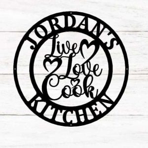 Personalized Kitchen Sign Live Love Cook Sign Cooking Lover Sign Kitchen Decor Mothers Day Gifts 2