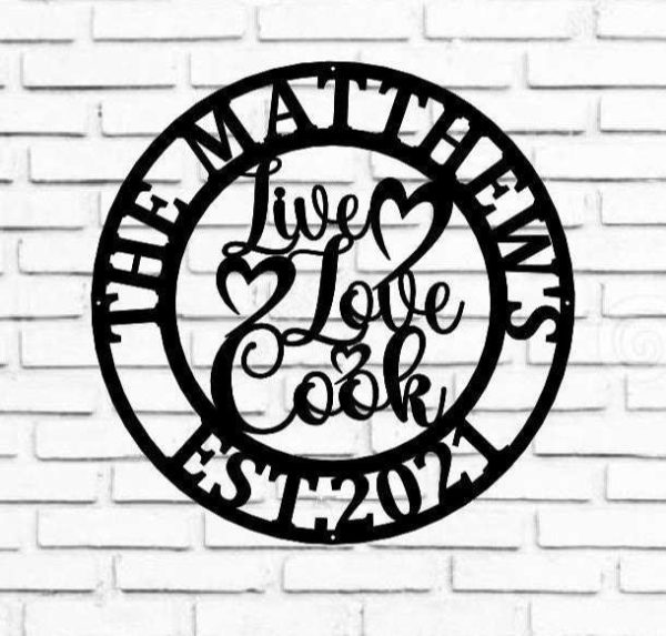 Personalized Kitchen Sign Live Love Cook Sign Cooking Lover Sign Kitchen Decor Mothers Day Gifts