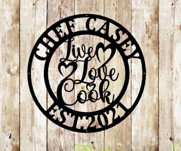 Personalized Kitchen Sign Live Love Cook Sign Cooking Lover Sign Kitchen Decor Mothers Day Gifts