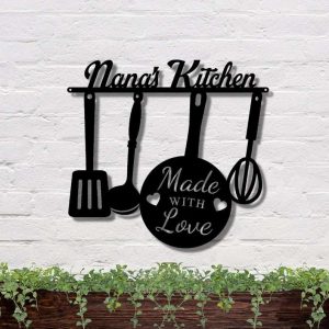 Personalized Kitchen Sign Nanas Kitchen Metal Sign Kitchen Made With Love Kitchen Decor Gifts For Mom 1