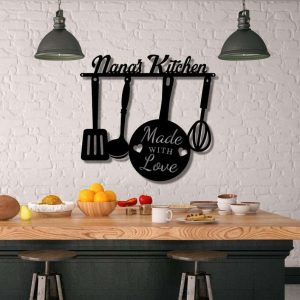 Personalized Kitchen Sign Nanas Kitchen Metal Sign Kitchen Made With Love Kitchen Decor Gifts For Mom 2