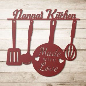 Personalized Kitchen Sign Nanas Kitchen Metal Sign Kitchen Made With Love Kitchen Decor Gifts For Mom 3