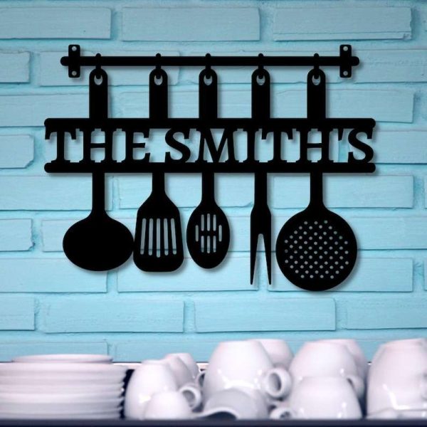 Personalized Kitchen Wall Decor Kitchen Utensils Custom Metal Sign