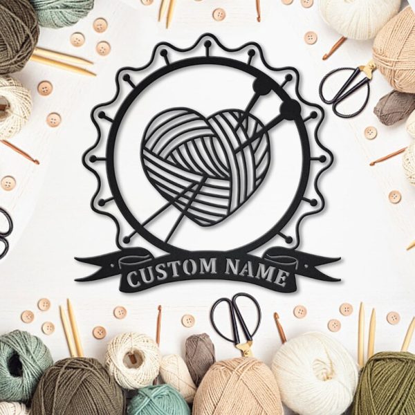 Personalized Knitting Crochet Sign Crochet Lover Sign Craft Room Custom Metal Sign Birthday Gifts For Mom