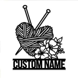 Personalized Knitting Crochet Sign Yarn Flower Sign Craft Room Decor Crochet Lover Gifts Crochet Custom Metal Sign 4