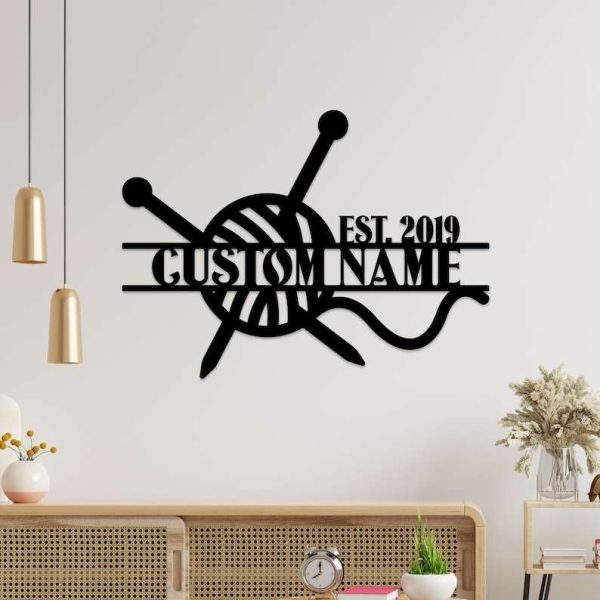 Personalized Knitting Sign Crochet Lover Gift Craft Room Sign Knitting Gifts Yarn Custom Metal Sign