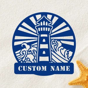 Personalized Lighthouse Metal Sign Welcome Sign Ocean Decor Housewarming Gifts 1