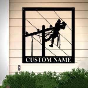 Personalized Lineman Custom Name or Address Sign Custom Metal Sign