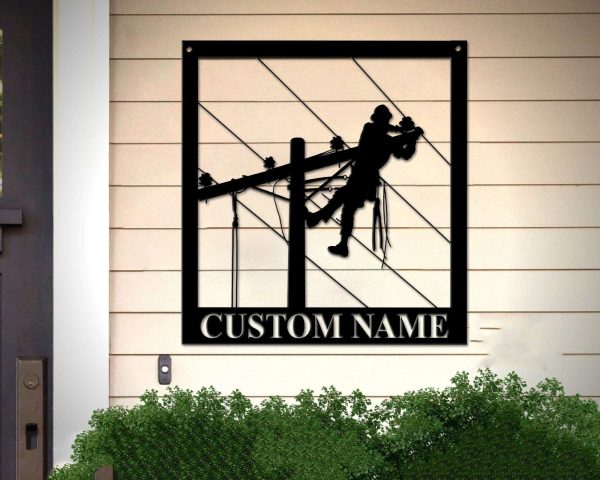 Personalized Lineman Custom Name or Address Sign Custom Metal Sign