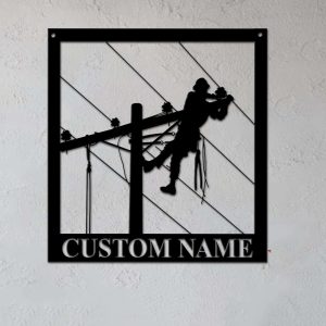 Personalized Lineman Custom Name or Address Sign Custom Metal Sign