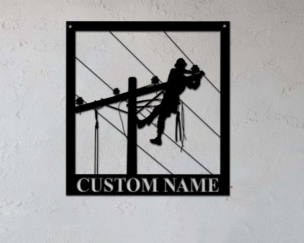 Personalized Lineman Custom Name or Address Sign Custom Metal Sign