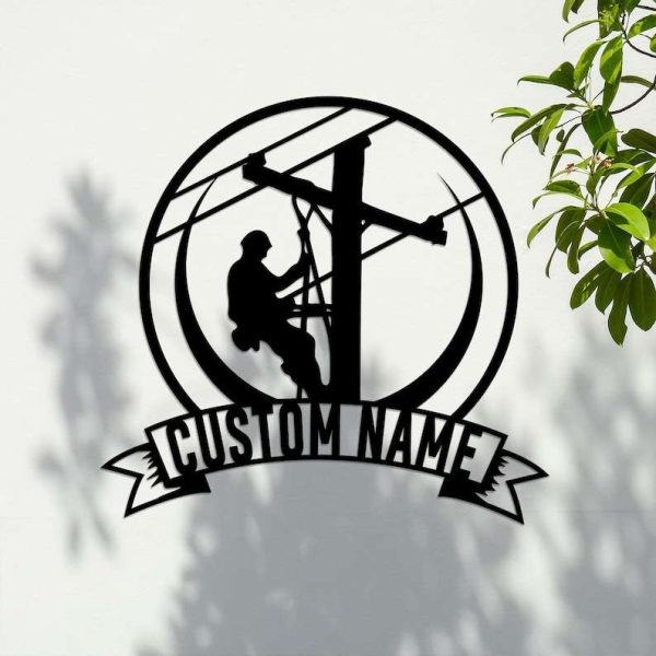 Personalized Lineman Electrician Welder Wall Art Home Office Decor Custom Metal Sign