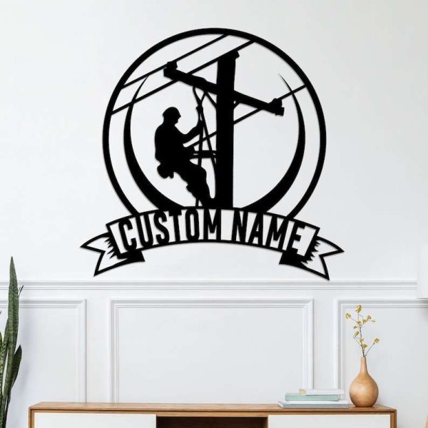 Personalized Lineman Electrician Welder Wall Art Home Office Decor Custom Metal Sign