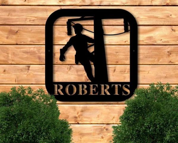 Personalized Lineman Home Office Business Decor Retirement Gift Custom Metal Sign