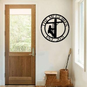 Personalized Lineman Lineworker Home Decor Name and EST year Custom Metal Sign 1