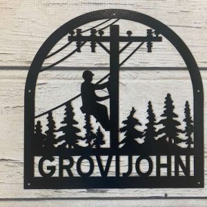 Personalized Lineman Power Lineman Last Name Custome Metal Sign 1