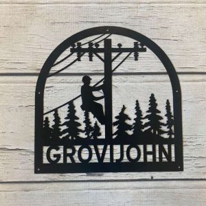 Personalized Lineman Power Lineman Last Name Custome Metal Sign