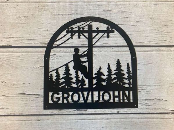 Personalized Lineman Power Lineman Last Name Custome Metal Sign