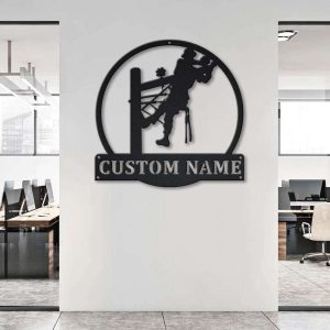 Personalized Lineman Wall Hanging Home Decor Custom Metal Sign 2