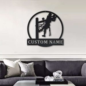 Personalized Lineman Wall Hanging Home Decor Custom Metal Sign 3