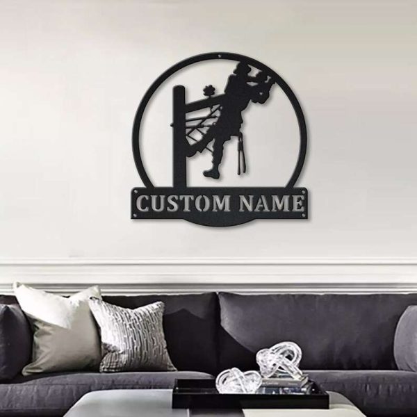 Personalized Lineman Wall Hanging Home Decor Custom Metal Sign