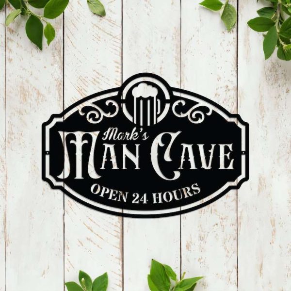 Personalized Man Cave Sign Open 24 Hours Garage Custom Metal Signs Fathers Day Gifts