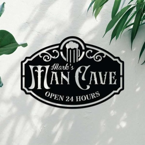 Personalized Man Cave Sign Open 24 Hours Garage Custom Metal Signs Fathers Day Gifts