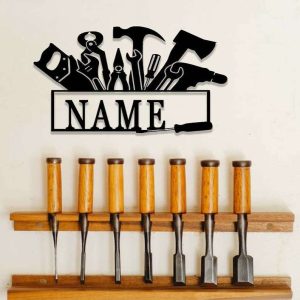 Personalized Mechanic Tools Sign Papas Workshop Sign Handyman Tools Custom Metal Signs Garage Sign Fathers Day Gifts 4