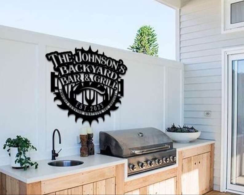 Personalized Metal Sign for Kitchen Custom Kitchen Name Sign Wall