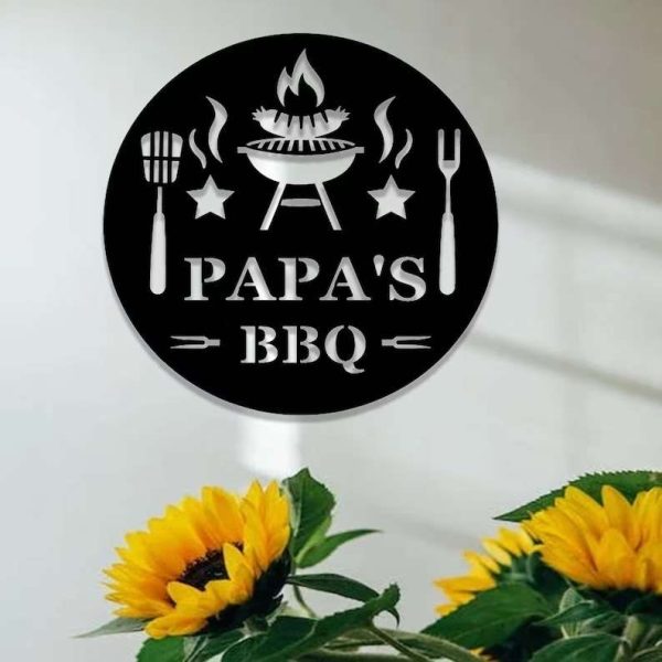 Personalized Metal BBQ Sign Custom Grilling Sign for Dad’s BBQ Smoker and Grill Metal Wall Art for BBQ Decor and Father’s Day Gift