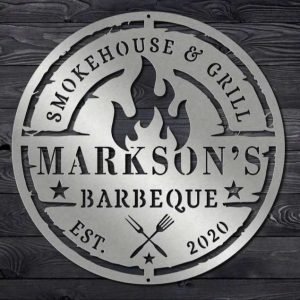 Personalized Metal BBQ Sign Kitchen Wall Art for BBQ Enthusiasts Decor for Outdoor Bar Grill Lounge Backyard Pool Unique Gift for Grill Masters Dad 2