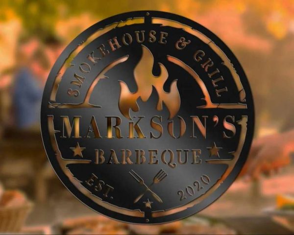 Personalized Metal BBQ Sign Kitchen Wall Art for BBQ Enthusiasts Decor for Outdoor Bar, Grill Lounge & Backyard Pool Unique Gift for Grill Masters Dad