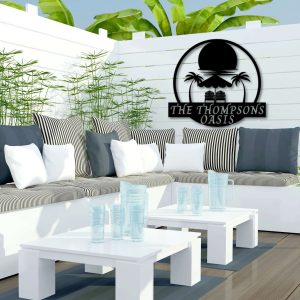 Personalized Metal Beach House Sign Poolhouse Sign Pool and Grill Sign Beach Decor Sign For Home Outdoor Patio Pool Oasis 3