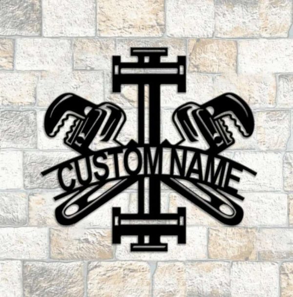 Personalized Metal Plumbing Tools Sign Customized Plumber Name Sign for Garage Wall Art and Repair Tools Metal Decor