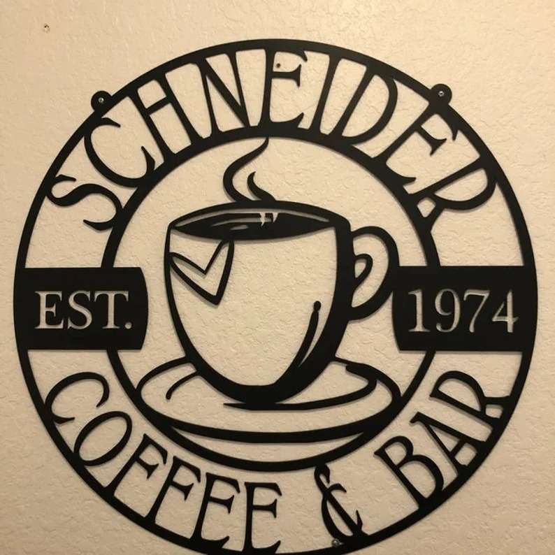 Vintage Coffee Bar Tin Sign, Kitchen Coffee Bar Wall Decor