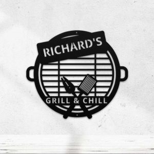 Personalized Metal Sign for Bar and Grill Ideal for Backyards Patios and BBQ Lovers Great for Fathers Day and Grilling Gifts 4